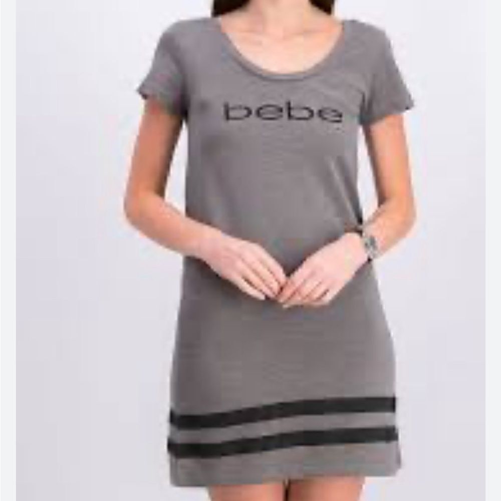 Bebe Vintage Double Coop TShirt Minidress, Grey. Medium. Y2K